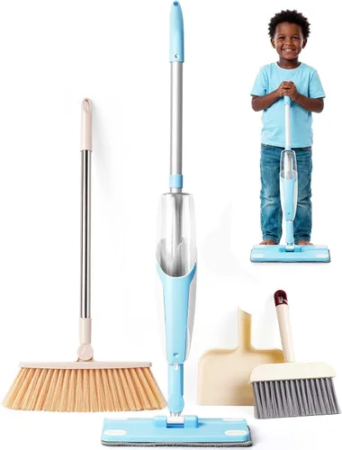 Vista 8 de Juego de juguetes de limpieza para niños, mini trapeador de aerosol rosa, juguetes Montessori, herramienta de limpieza para niños pequeños
