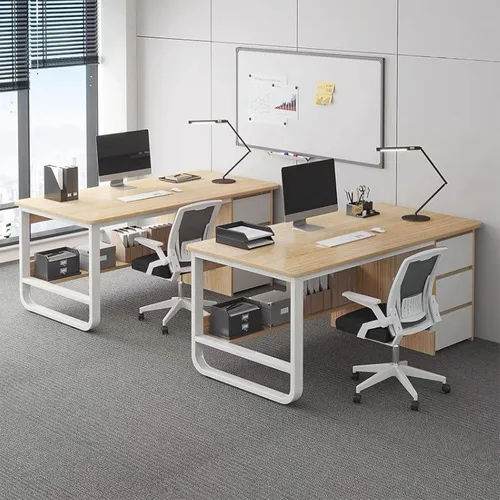 Vista 6 de Escritorio para computadora con estantería y 3 cajones, escritorio de estudio, escritorio de estudio para estudiantes, mesa de estudio moderna