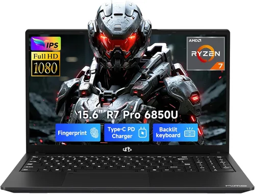 Vista 9 de NIMO Portátil para juegos ligeros de 15.6 pulgadas, 8 núcleos AMD Ryzen 7 Pro 6850U 16GB LPDDR5 RAM 1TB SSD (Beat i7-1360P hasta 4.7GHz) AMD Radeon