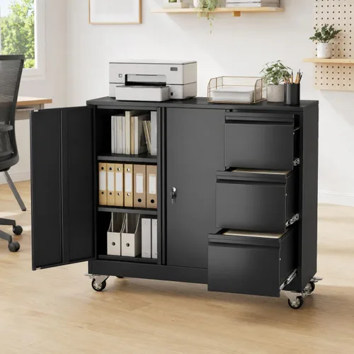 Vista 17 de 2 Drawer File Cabinet with Lock, Small Filing Cabinet for Home Office Negro