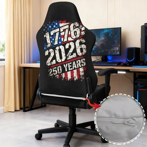 Vista 3 de Fundas para silla de videojuegos de 250 aniversario, 4 piezas, cómodas, ergonómicas, para oficina, fundas giratorias de poliéster, decoración