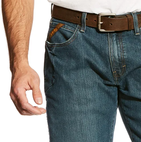 Vista 3 de Ariat Rebar M4 - Jeans de corte de bota DuraStretch de tiro bajo para hombre Carbine
