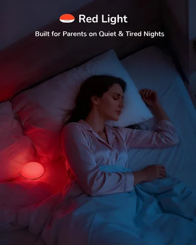 Vista 4 de Luz de huevo para guardería, luz nocturna portátil para bebés para lactancia, luz nocturna recargable para bebé con temporizador, lámpara roja