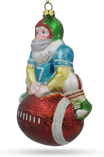 Vista 7 de Adorno navideño de cristal de Papá Noel de fútbol