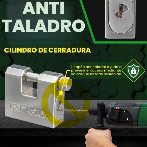 Vista 3 de Britanium® BRX66 Candado de contenedor de alta resistencia con 5 llaves – Eslabones resistentes a cortes de 10 mm, cilindro de latón antitaladro