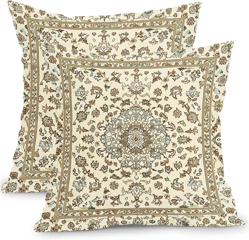 Vista 45 de Fundas de cojín decorativas primavera-verano 40x40 cm, juego de 2 fundas de cojín verdes con flores botánicas, fundas de cojín decorativas para Aqua