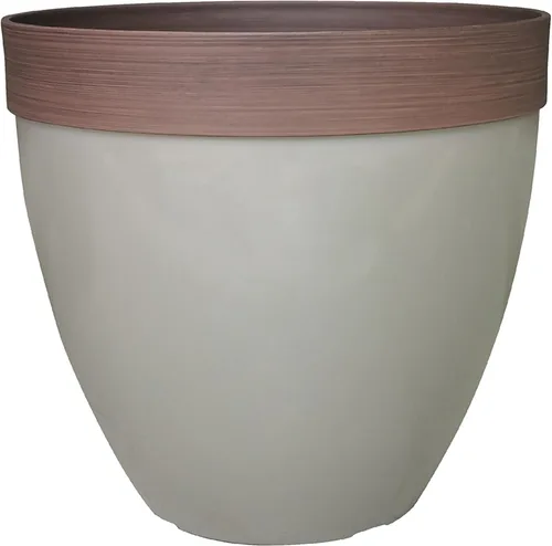 Vista 3 de Southern Patio Maceta de resina Hornsby de 15 pulgadas con orificio de Beige
