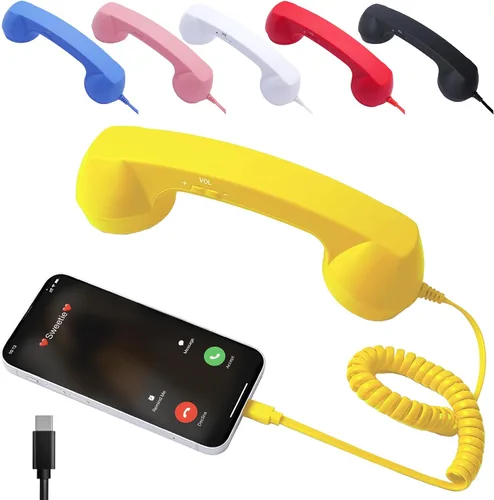 Vista 18 de Teléfono retro 2026, nuevo receptor de teléfono celular con micrófono y altavoz, teléfono retro vintage con cable, estilo teléfono fijo receptor