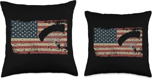 Vista 3 de USA Paracaidismo regalo para paracaídas Jumper bandera América regalo paracaidismo paracaídas manta almohada 16x16, multicolor