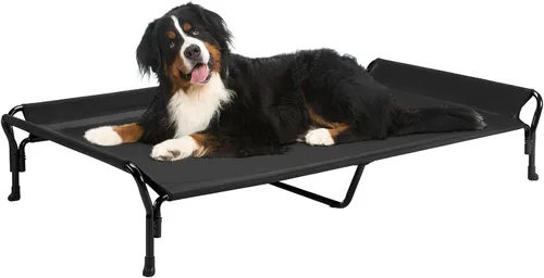 Vista 20 de Veehoo Cama elevada refrescante para perros, cuna elevada XL para mascotas con barandilla y reposacabezas inclinado, malla Teslin transpirable Negro
