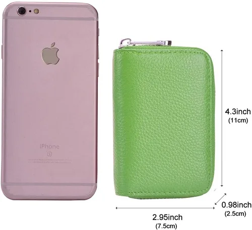 Vista 4 de EASTNIGHTS Cartera de cuero genuino para tarjetas de crédito RFID con cremallera
