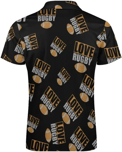 Vista 5 de Love Rugby Football Men's Polo Shirts Casual Short Sleeve Golf Polo Shirts Zippered Polo T Shirts Tops