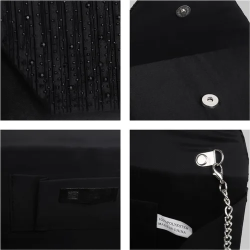 Vista 6 de Glitter Rhinestone Evening Clutch Bag Wedding Party Cocktail Prom Formal Purse in Gift Box Negro