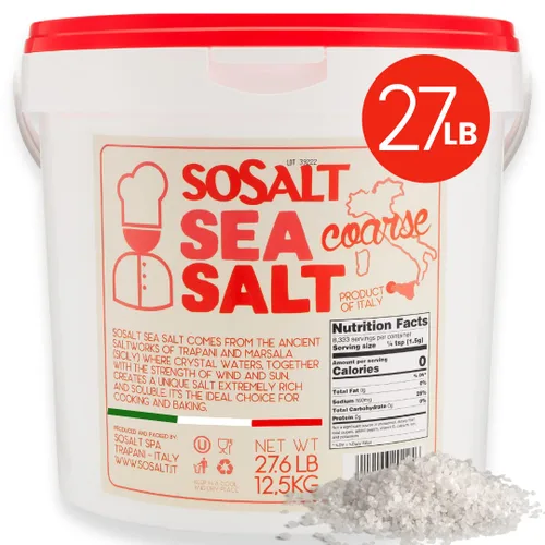 Vista 8 de SoSalt Dal Mare Di Trapani, Sal marina gruesa de Sicilia, cubo de servicio de alimentos, (11.0 lbs) 11 libras, todo natural, sal marina mediterránea