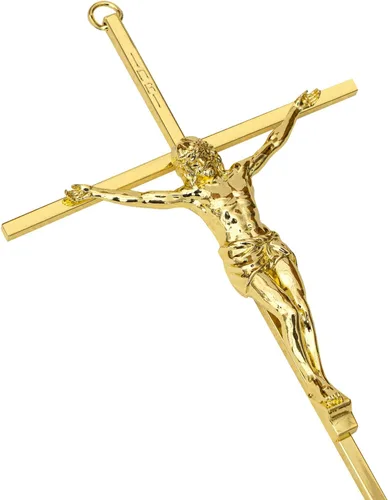 Vista 13 de KUXBET Cruz con Crucifijo, Crucifijo de Jesús en Oro Metálico, Regalo de Bolsillo de Cruz de Estrés para Aliento/Animo para Fe Cristiana, Oración