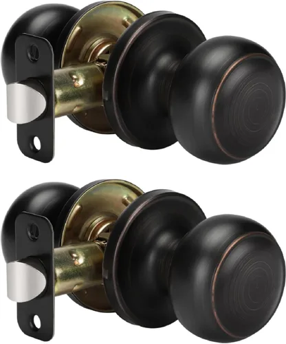 Vista 10 de Goldenwarm Pomos de puerta de paso de bronce champán, 1 paquete de pomos para puerta de armario interior, juego de perillas de puerta de paso