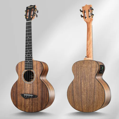 Vista 6 de Caramel Ukulele Eléctrico Tenor CT204 de Madera de Acacia Totalmente Maciza de 26 Pulgadas, Kit Profesional de Ukulele para Principiantes, Paquete