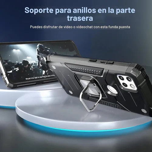 Vista 4 de Funda delgada para Moto One 5G Ace con protector de pantalla, absorción de golpes, resistente a prueba de caídas, con soporte de automóvil, funda