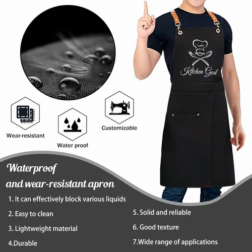 Vista 4 de Delantal personalizado: delantales personalizados para hombres y mujeres, delantal de cocina ajustable con texto y foto, regalos para hornear