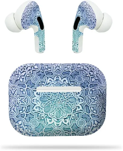 Vista 5 de MightySkins - Funda protectora de vinilo compatible con Apple Airpods Pro, diseño de cheurón azul bebé, protección duradera y única, fácil