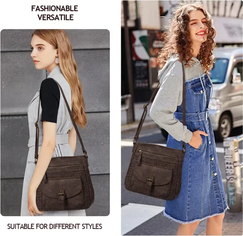 Vista 7 de KouLi Buir Monederos cruzados para mujer, bolsos de hombro de piel sintética, bolso bandolera Crossboby, medianos y múltiples bolsillos..