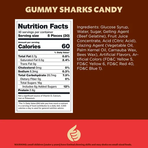 Vista 2 de Gummy Sharks Candy Bolsa de 2 libras Sabores surtidos - Cereza, lima, frambuesa azul, limón