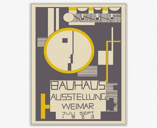 Vista 9 de Wallbuddy Bauhaus - Decoración estética de habitación, arte abstracto para pared, exposición Bauhaus, colorido collage geométrico abstracto Bauhaus