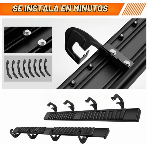 Vista 8 de Estribos de aluminio negro de 6 pulgadas, barras Nerf compatibles con Silverado Sierra 1500 2500 3500 Crew Cab 07-19
