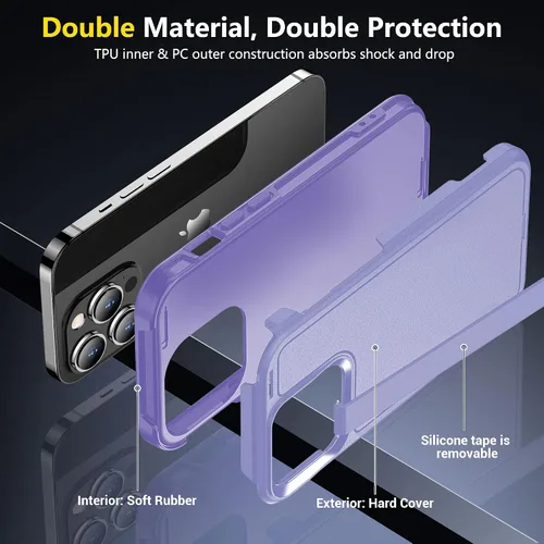 Vista 6 de jaroco Funda para iPhone 14 Pro, protección contra caídas de grado militar, 2 protectores de pantalla y protector de lente de cámara, protección
