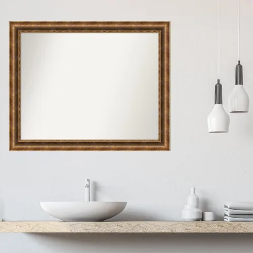 Vista 33 de Amanti Art Espejo de pared personalizado no biselado (25 x 25 pulgadas), marco de bronce acentuado, varios tamaños personalizados, espejo de baño