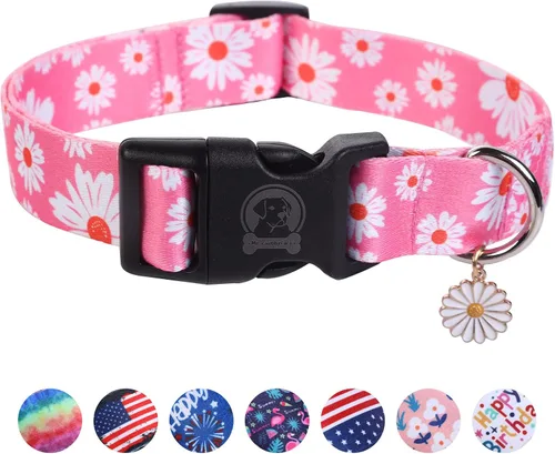 Vista 14 de MR. CHUBBYFACE - Collar de cumpleaños para perro con patrones, suave, ajustable, para perros pequeños, medianos y grandes