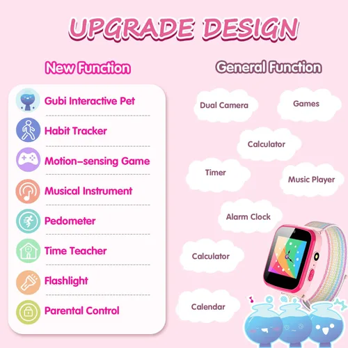 Vista 6 de Vakzovy Reloj inteligente para niños, regalo para niñas de 6 a 8 años, con cámara de video, música, audiolibros, relojes para niñas de 8 a 10 años