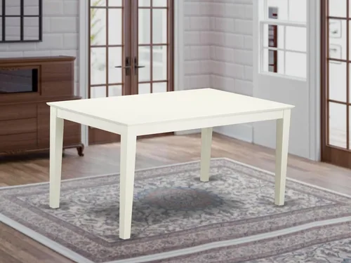 Vista 2 de East West Furniture CAT-LWH-S - Mesa de comedor Capri – una mesa rectangular de madera con patas resistentes, 36 x 60 pulgadas, color blanco lino