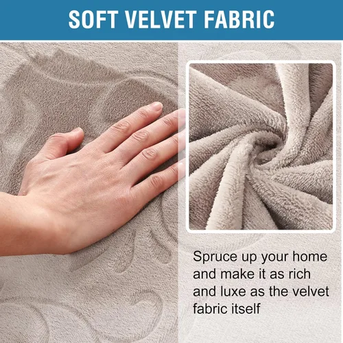 Vista 3 de H.VERSAILTEX Funda para sofá, 100% impermeable, de terciopelo, diseño clásico de flores, protector de muebles antideslizante con correas elásticas