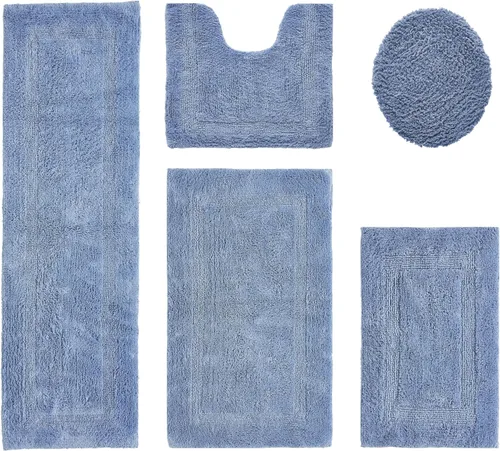 Vista 386 de Better Trends - Juego de 2 alfombras de baño 100% algodón, extra suaves, con borlas, de 17" x 24", alfombra de baño superabsorbente y reversible