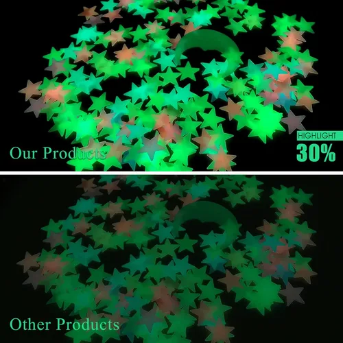 Vista 5 de Calcomanías de estrellas que brillan en la oscuridad para techo, 201 piezas luminosas grandes 3D de plástico 3D, calcomanías de pared para techo