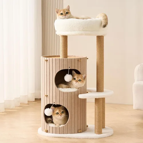 Vista 10 de Árbol Moderno para Gatos de Interior Grande para Adultos, Torre de Árbol para Gatos de 36 Pulgadas de Altura con Postes Rascadores, Cálido Refugio