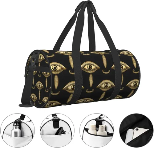 Vista 3 de Large Duffle Bag for Travel - Retro Golden Eyes Print Gym Bag for Women Men, Travel Foldable Bags for Women Men with Zippered Multiple Pockets