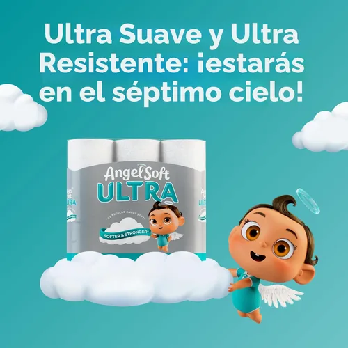 Vista 4 de Angel Soft Ultra papel higiénico, 6 megarrollos = 24 rollos regulares, papel higiénico de 2 capas
