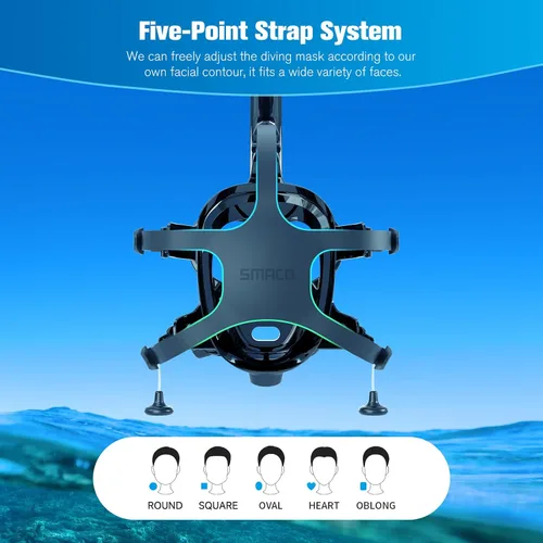 Vista 6 de SMACO Máscara de buceo de cara completa con soporte para cámara, máscara de esnórquel de cara completa para adultos compatible con tanque de buceo