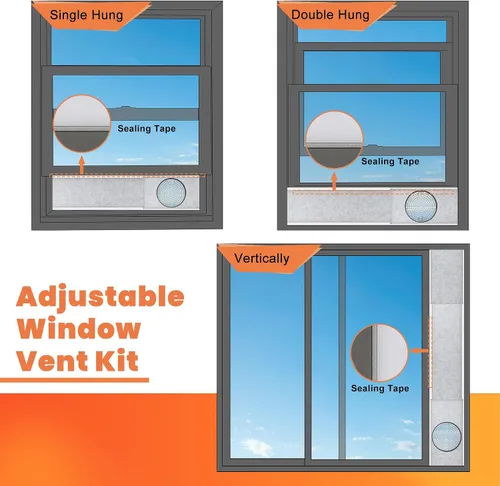 Vista 4 de GCGOODS Kit de sellado de ventana de aire acondicionado portátil con paneles de espuma aislados, kit de Ven de ventana de CA ajustable con protector