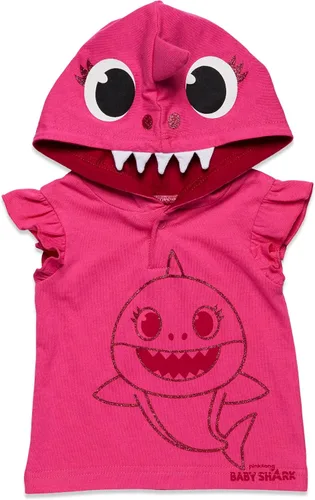 Vista 2 de Pinkfong Baby Shark Mommy Shark - Conjunto de camiseta y pantalones cortos de rizo francés para recién nacidos a niños pequeños