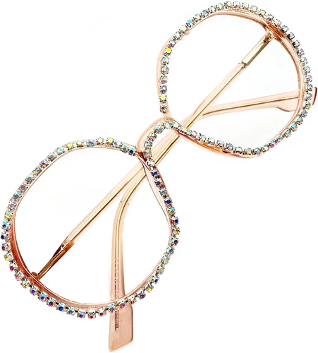 Vista 3 de Gafas de lectura con diamantes de imitación de polígono para mujer, con bloqueo de luz azul