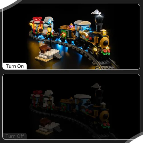 Vista 4 de Nitemode Kit de luces compatible con Lego Holiday Express Train 10361, diseño de interruptor de encendido/apagado mejorado, incluye accesorios