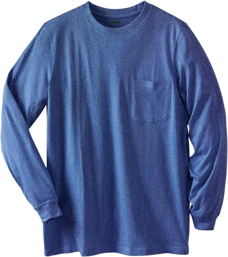Vista 13 de KingSize Shrink-Less - Camiseta ligera de manga larga con bolsillo y cuello Negro