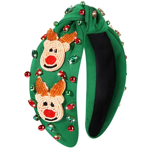 Vista 28 de Diadema de Navidad para mujer, accesorios de Navidad con cuentas, arco de Navidad, árbol, copo de nieve, diadema anudada HOHOHO, rojo y verde, perla