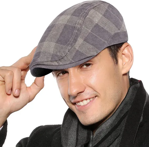 Vista 13 de Panegy Sombrero de periódico para hombre, gorra plana de piel sintética, sombrero de boina ajustable, sombrero de hiedra para conducir golf al aire