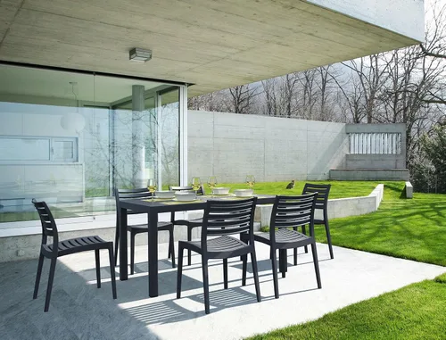 Vista 2 de Compamia Silla de comedor para patio al aire libre Ares en color negro, grado comercial