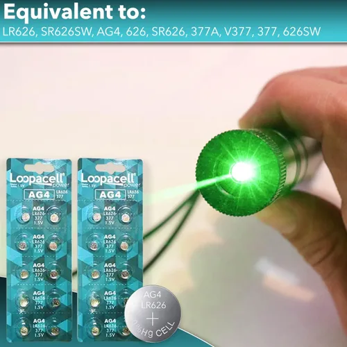Vista 6 de 20 pilas de reloj alcalinas LOOPACELL AG4 LR626 377 de 1.5 V