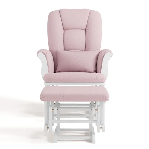 Vista 9 de Storkcraft Tuscany - Mecedora y Otomana Personalizada con Almohada Lumbar Gratis (Remolino Blanco/Rosa Rubor) – Silla Mecedora de Lactancia Cómoda